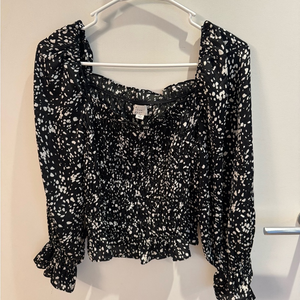 Black and White Women's Smocked Top